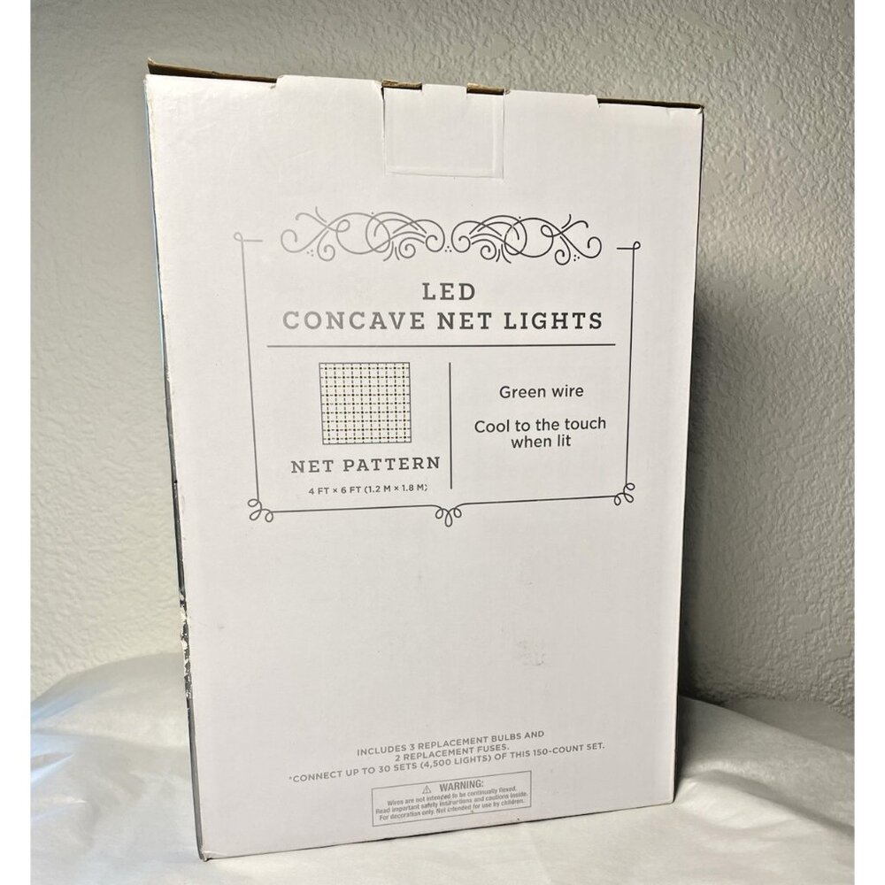WONDERSHOP 4' x 6' 150 LED CONCAVE NET LIGHTS WARM WHITE INDOOR & OUTDOOR - Picture 2 of 5